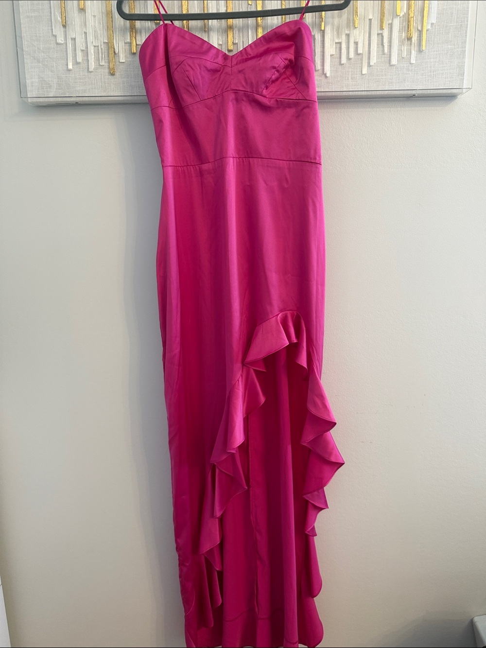 Aqua Hot Pink Asymmetrical Ruffle Dress